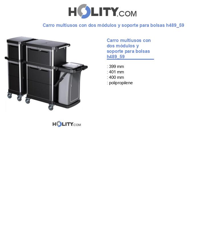 Carro multiusos con dos módulos y soporte para bolsas h489_59