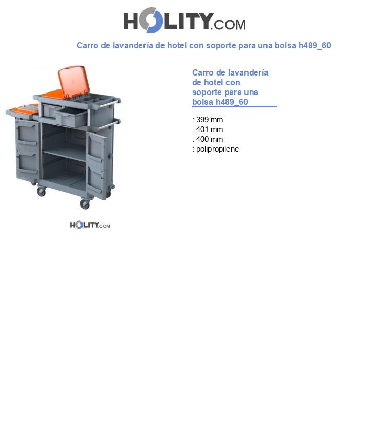 Carro de lavandería de hotel con soporte para una bolsa h489_60