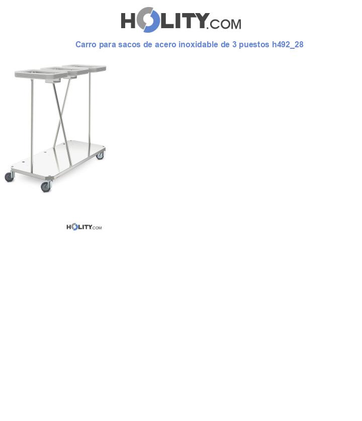 Carro para sacos de acero inoxidable de 3 puestos h492_28