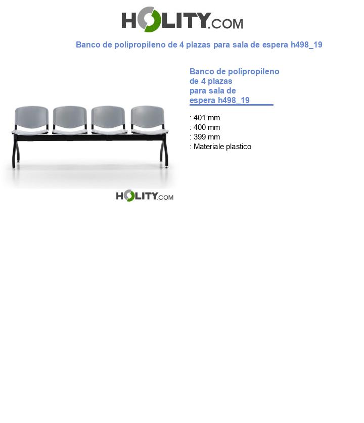 Banco de polipropileno de 4 plazas para sala de espera h498_19