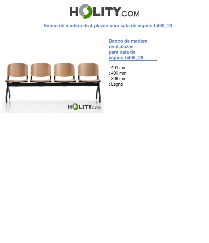Banco de madera de 4 plazas para sala de espera h498_20