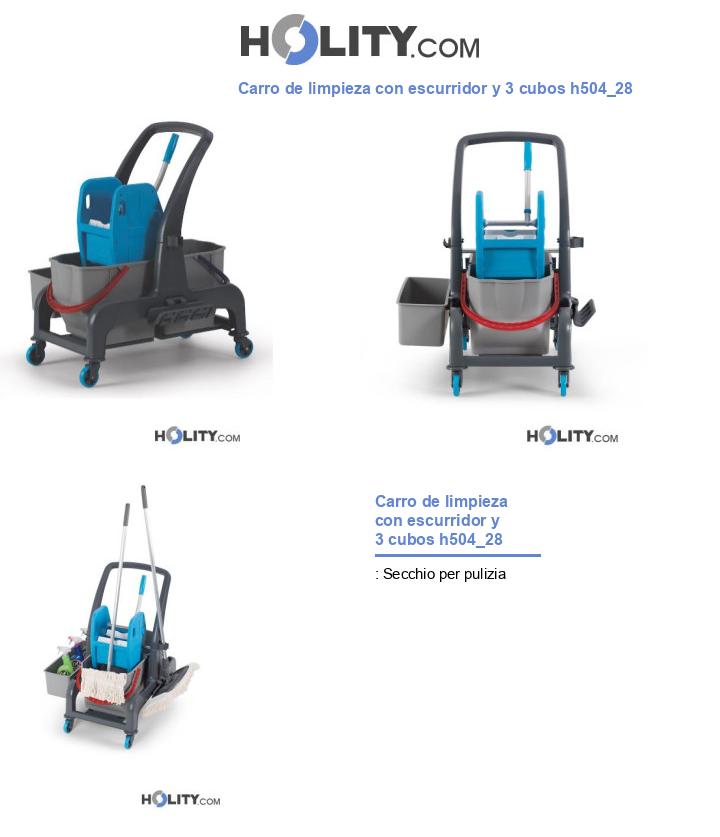 Carro de limpieza con escurridor y 3 cubos h504_28