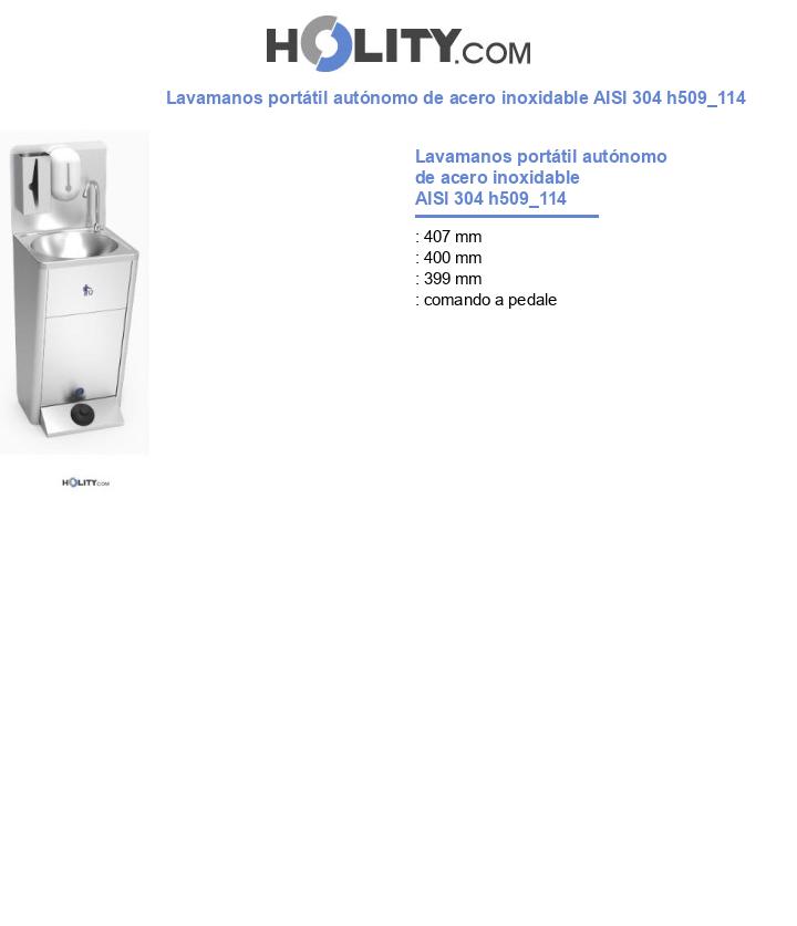 Lavamanos portátil autónomo de acero inoxidable AISI 304 h509_114