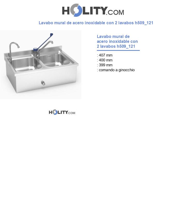 Lavabo mural de acero inoxidable con 2 lavabos h509_121