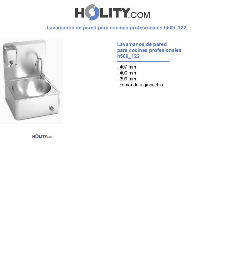 Lavamanos de pared para cocinas profesionales h509_122