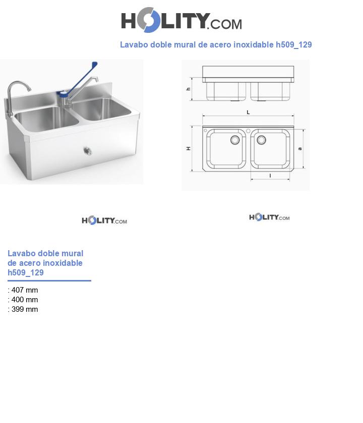 Lavabo doble mural de acero inoxidable h509_129