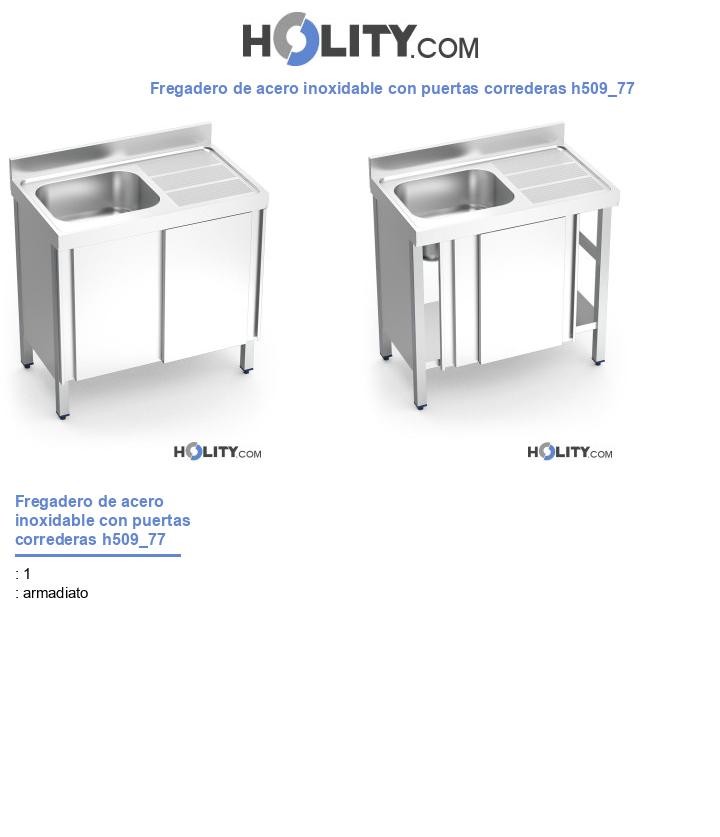 Fregadero de acero inoxidable con puertas correderas h509_77