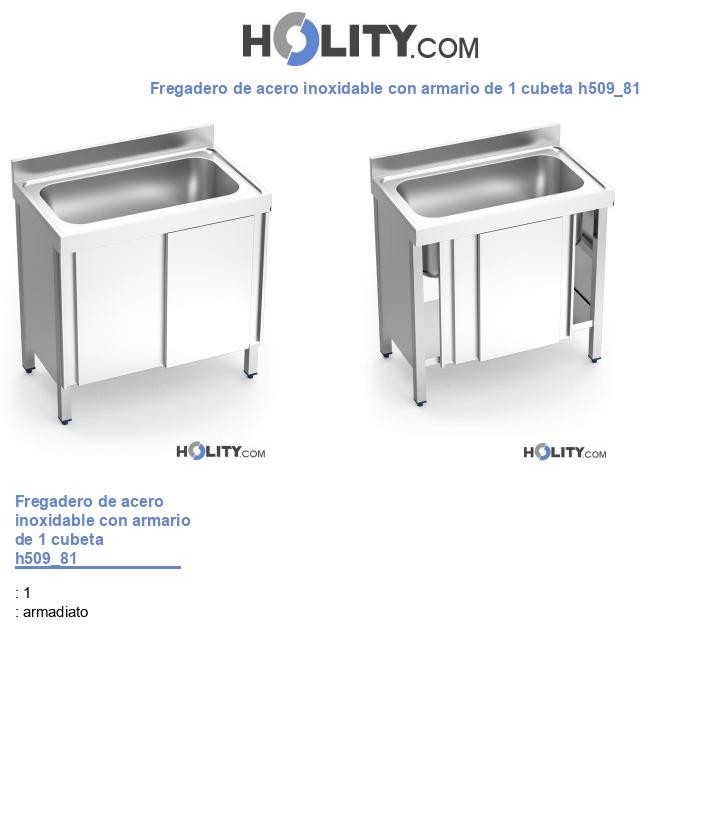 Fregadero de acero inoxidable con armario de 1 cubeta h509_81
