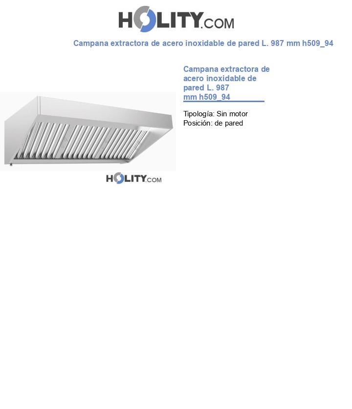 Campana extractora de acero inoxidable de pared L. 987 mm h509_94