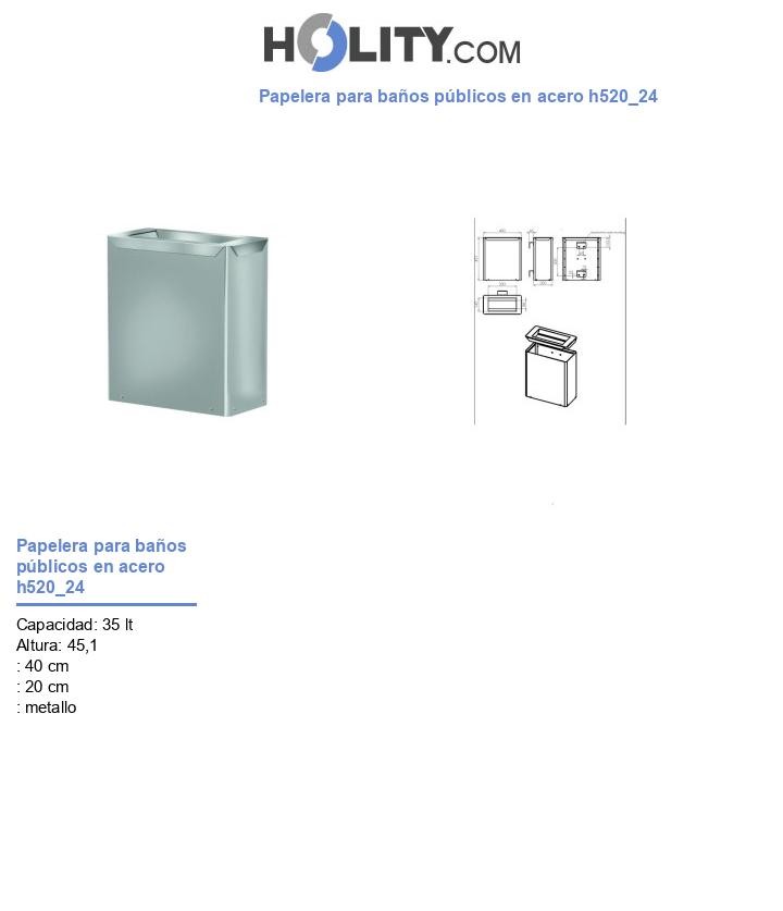 Papelera para baños públicos en acero h520_24