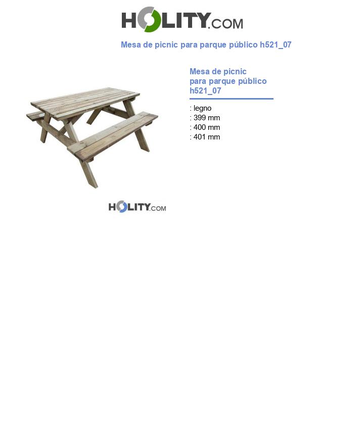 Mesa de picnic para parque público h521_07