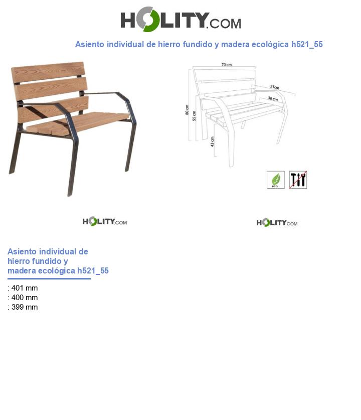 Asiento individual de hierro fundido y madera ecológica h521_55