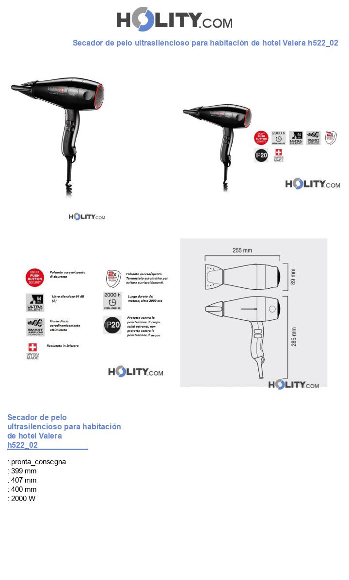 Secador de pelo ultrasilencioso para habitación de hotel Valera h522_02