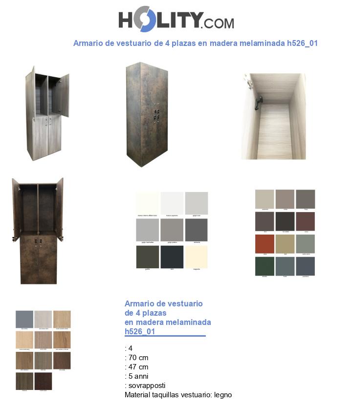 Armario de vestuario de 4 plazas en madera melaminada h526_01