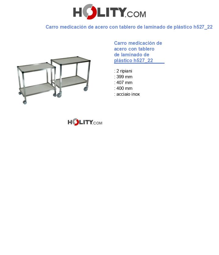 Carro medicación de acero con tablero de laminado de plástico h527_22