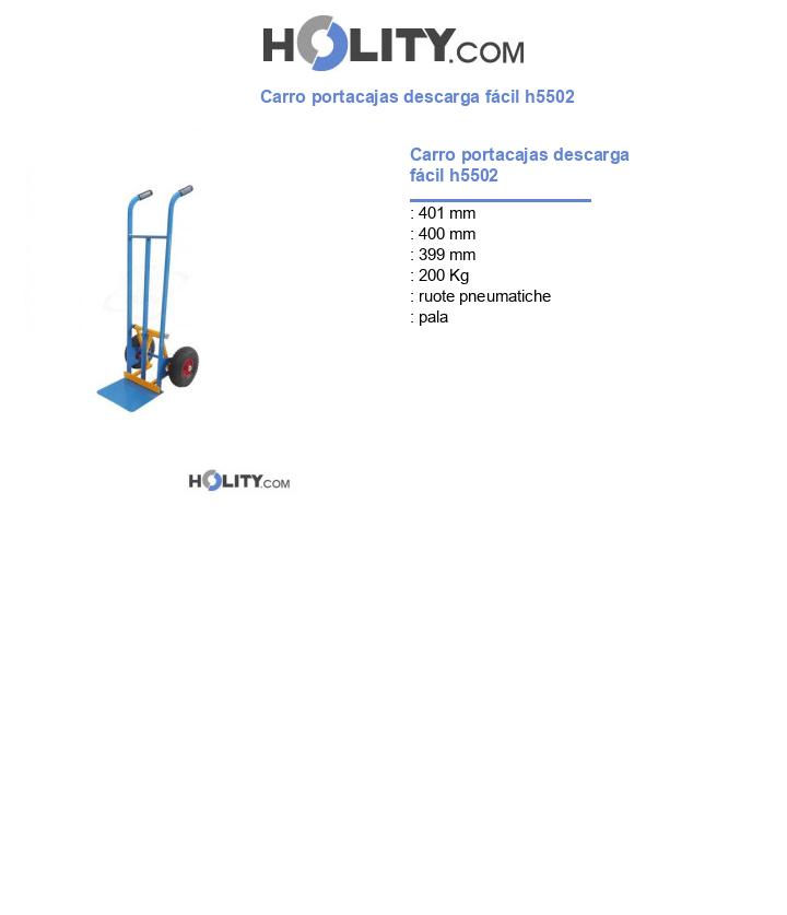 Carro portacajas descarga fácil h5502