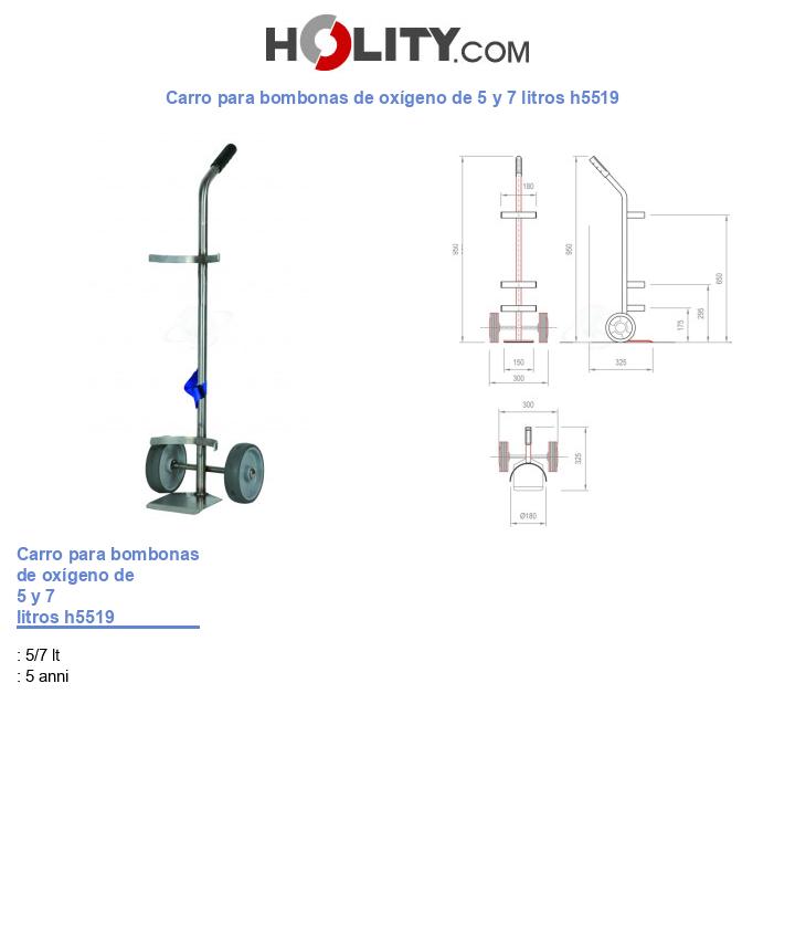 Carro para bombonas de oxígeno de 5 y 7 litros h5519