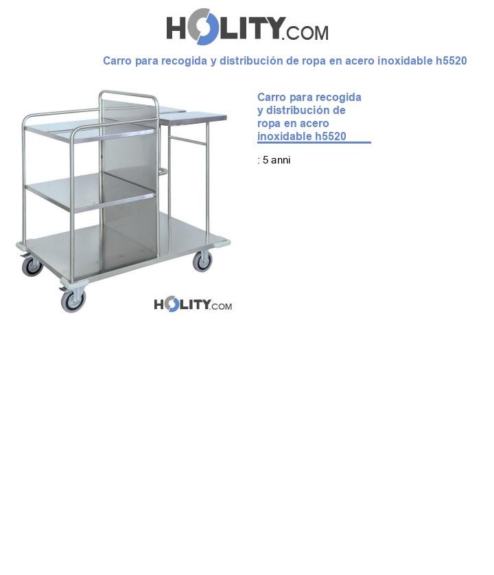 Carro para recogida y distribución de ropa en acero inoxidable h5520