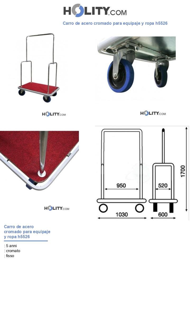 Carro de acero cromado para equipaje y ropa h5526