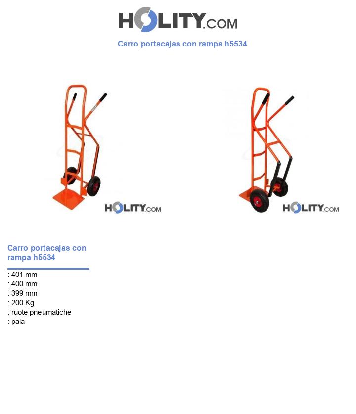 Carro portacajas con rampa h5534