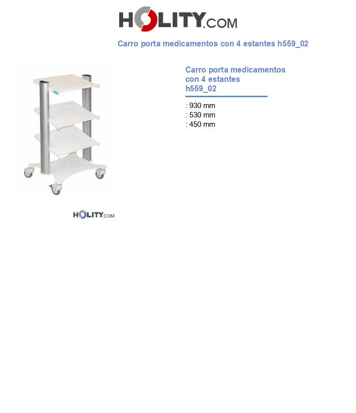 Carro porta medicamentos con 4 estantes h559_02