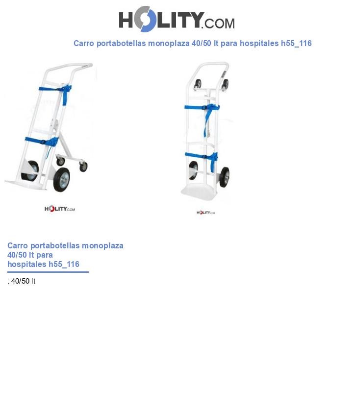 Carro portabotellas monoplaza 40/50 lt para hospitales h55_116
