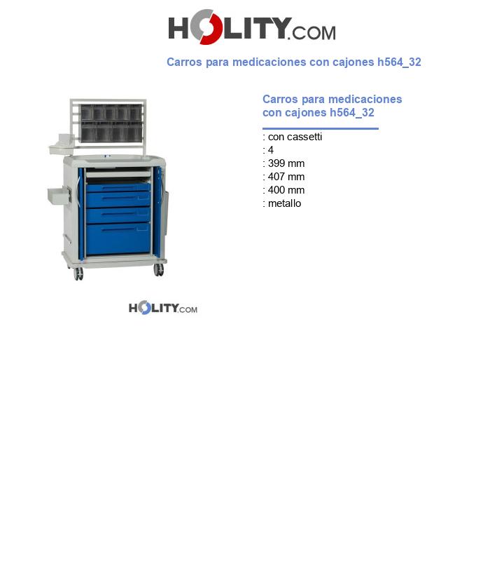 Carros para medicaciones con cajones h564_32