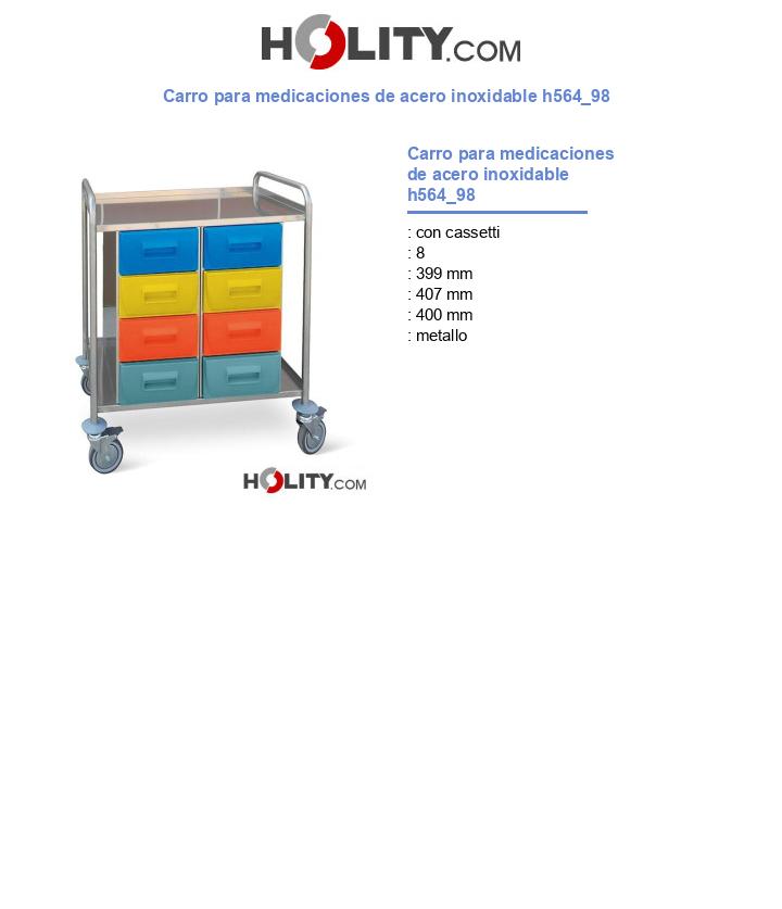 Carro para medicaciones de acero inoxidable h564_98