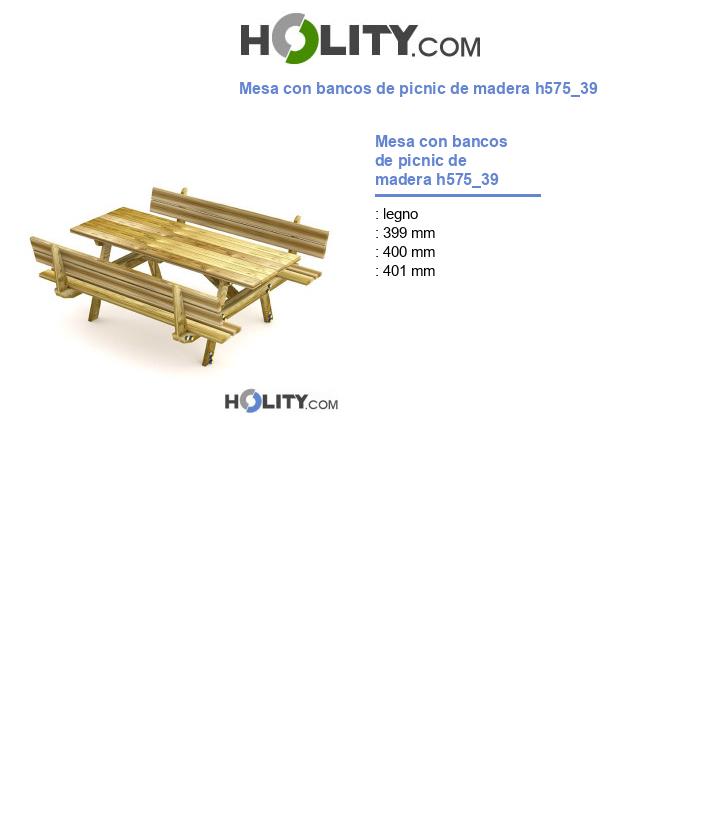 Mesa con bancos de picnic de madera h575_39