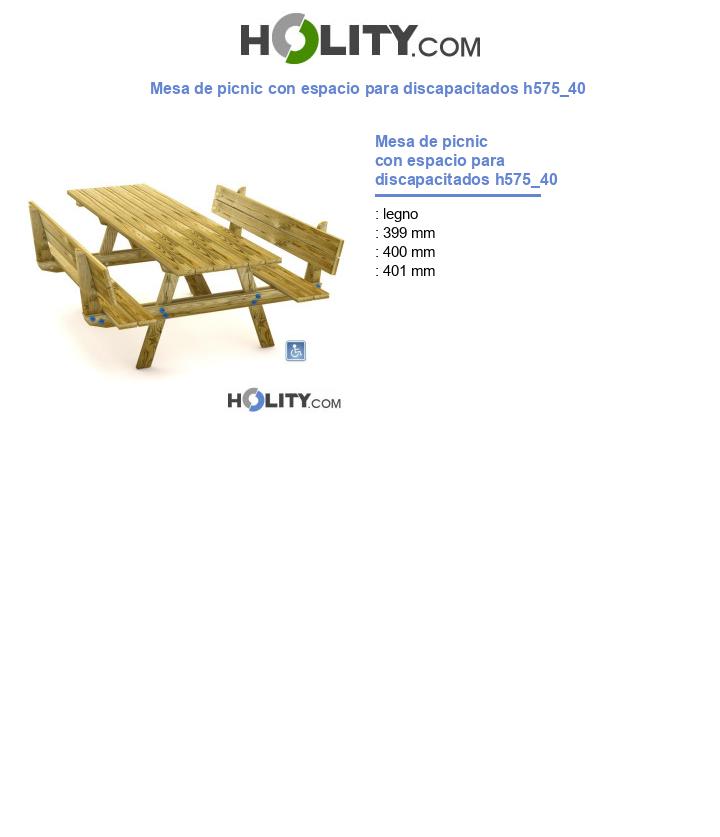 Mesa de picnic con espacio para discapacitados h575_40
