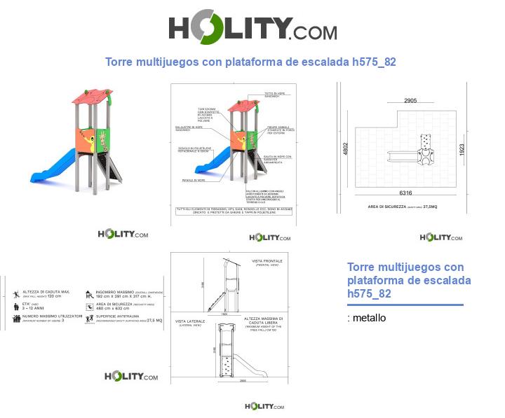 Torre multijuegos con plataforma de escalada h575_82