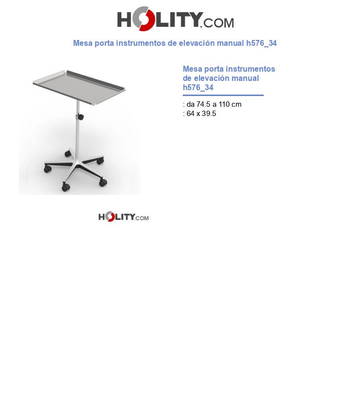 Mesa porta instrumentos de elevación manual h576_34