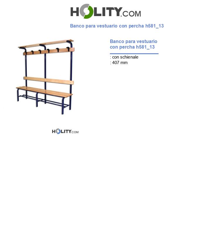 Banco para vestuario con percha h581_13