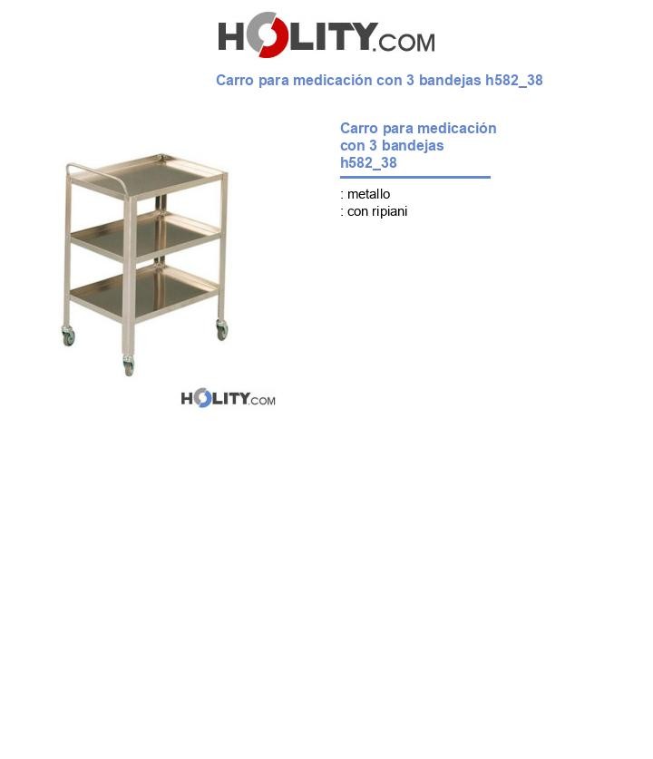 Carro para medicación con 3 bandejas h582_38