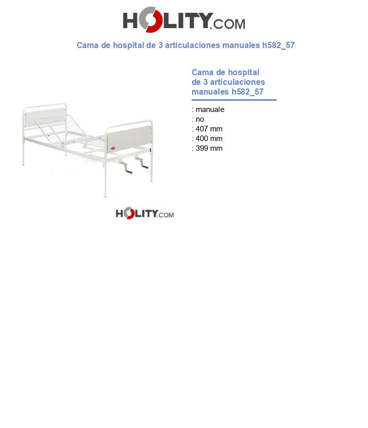 Cama de hospital de 3 articulaciones manuales h582_57