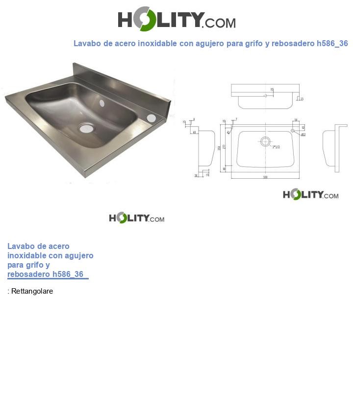 Lavabo de acero inoxidable con agujero para grifo y rebosadero h586_36