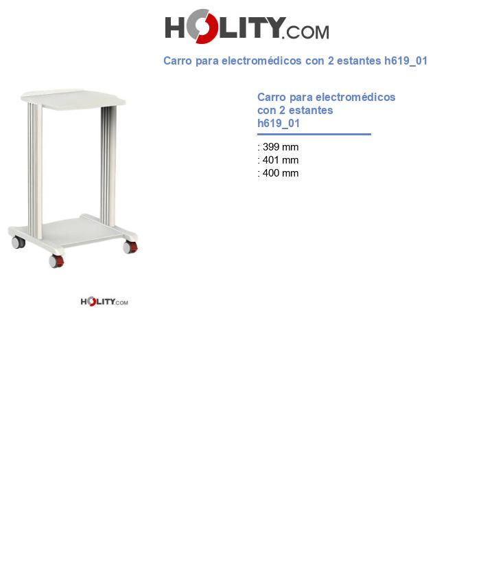Carro para electromédicos con 2 estantes h619_01