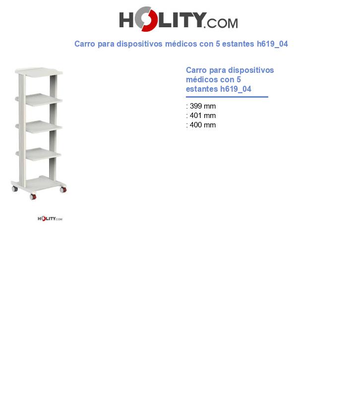 Carro para dispositivos médicos con 5 estantes h619_04
