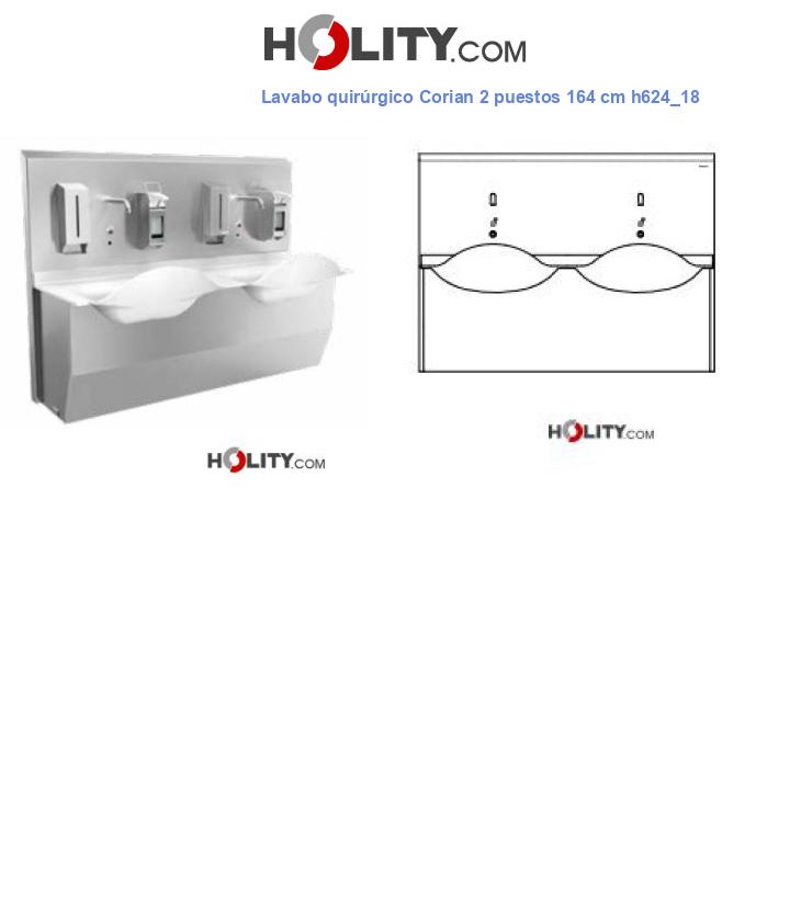 Lavabo quirúrgico Corian 2 puestos 164 cm h624_18