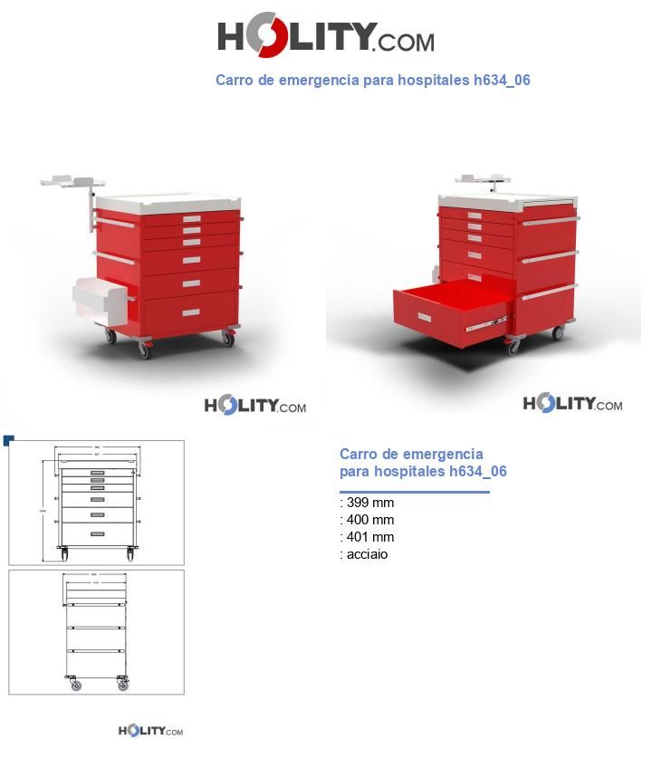 Carro de emergencia para hospitales h634_06