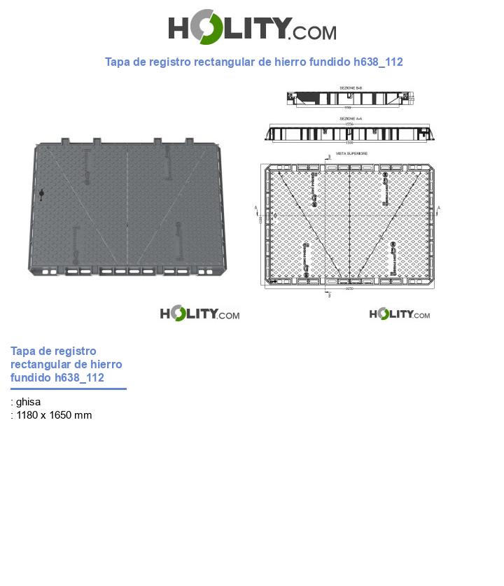 Tapa de registro rectangular de hierro fundido h638_112