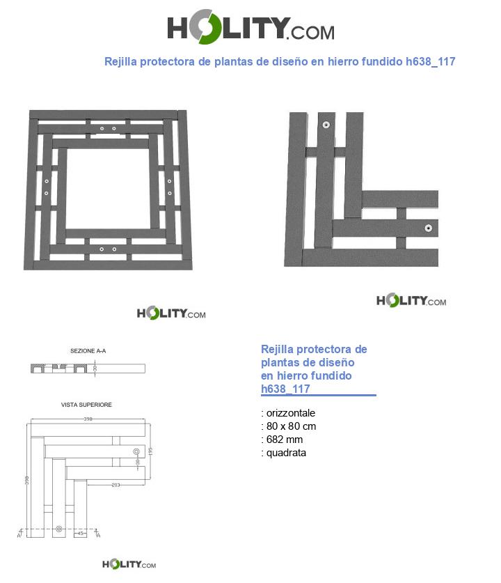 Rejilla protectora de plantas de diseño en hierro fundido h638_117