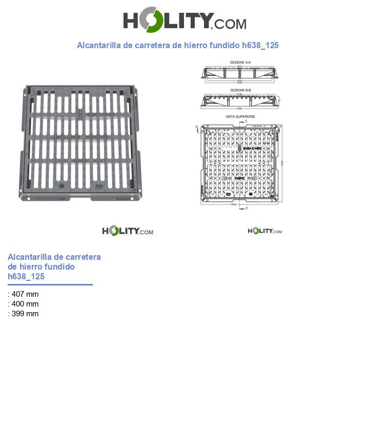 Alcantarilla de carretera de hierro fundido h638_125