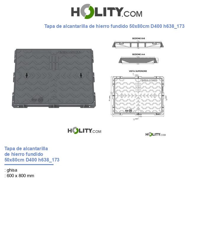 Tapa de alcantarilla de hierro fundido 50x80cm D400 h638_173