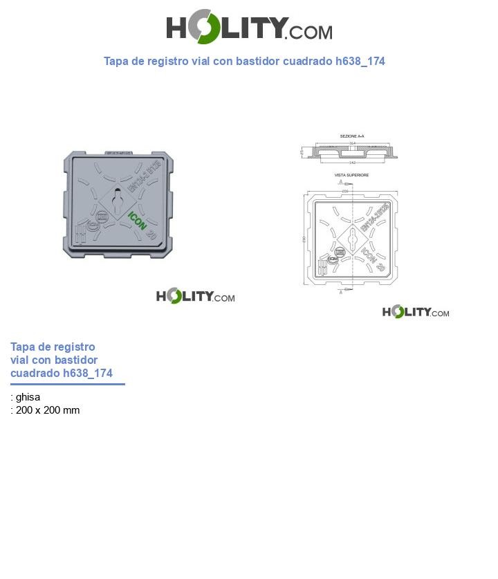Tapa de registro vial con bastidor cuadrado h638_174