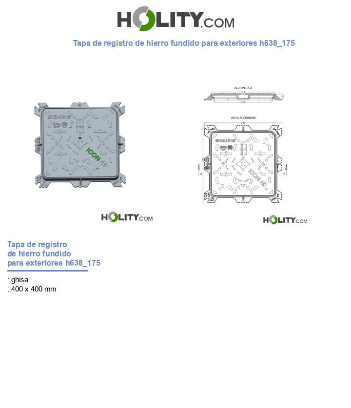 Tapa de registro de hierro fundido para exteriores h638_175