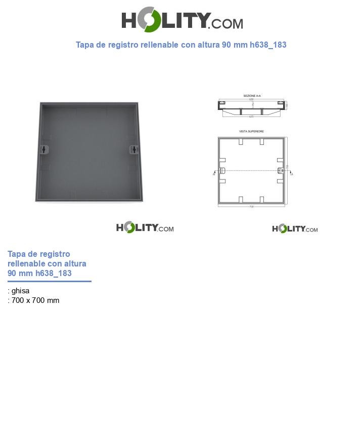 Tapa de registro rellenable con altura 90 mm h638_183