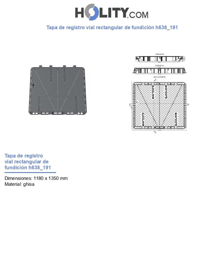 Tapa de registro vial rectangular de fundición h638_191