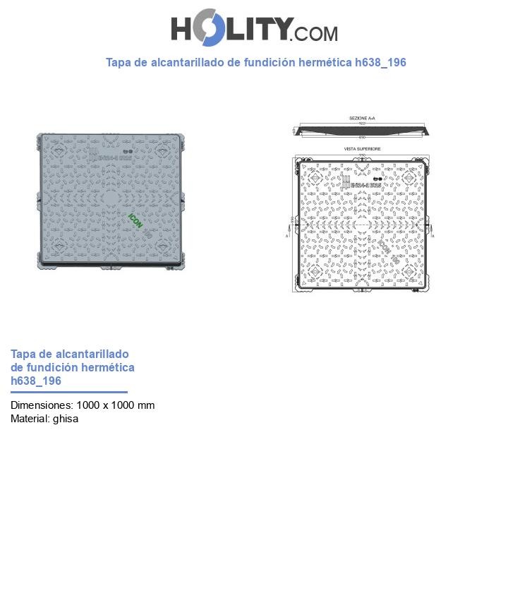 Tapa de alcantarillado de fundición hermética h638_196