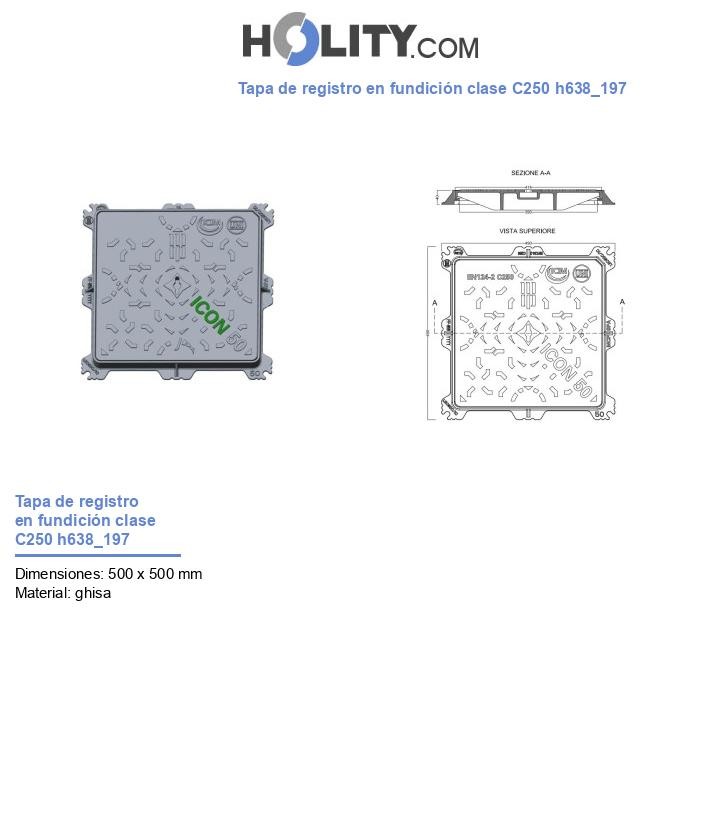 Tapa de registro en fundición clase C250 h638_197